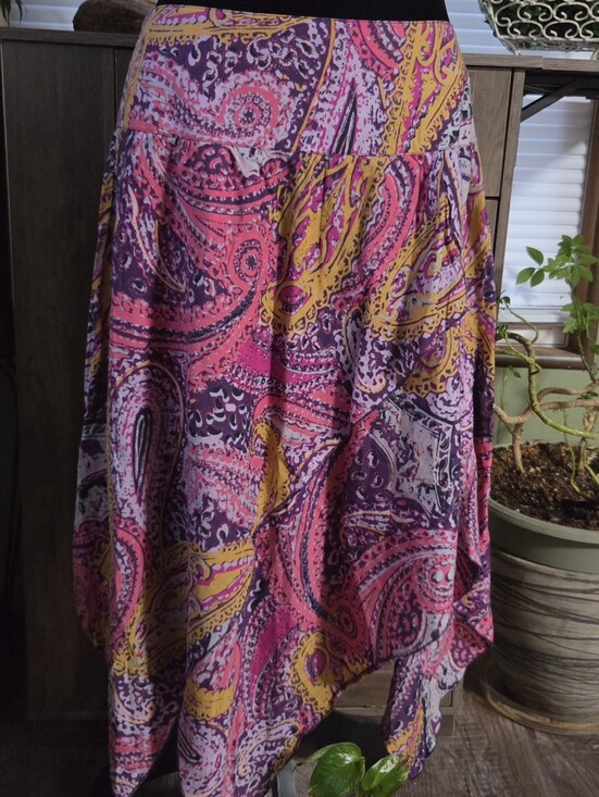 Dkny Dresses & Skirts - DKNY Paisley Tiered Midi Skirt in Pink, Purple & Yellow Size L